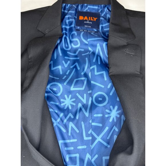 Daily OppoSuits Men's Blazer Sports Coat Black Two Button Solid Lined Size 42 - Picture 13 of 13